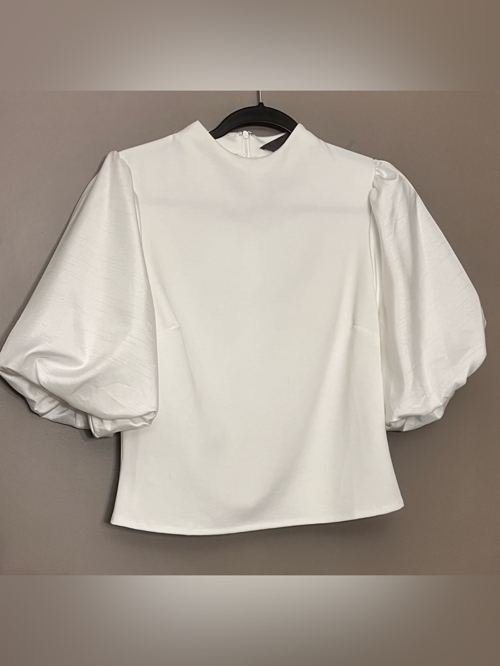 Anthropologie's Sunday in Brooklyn White Puff-Sleeve Top - Elegant High Neck